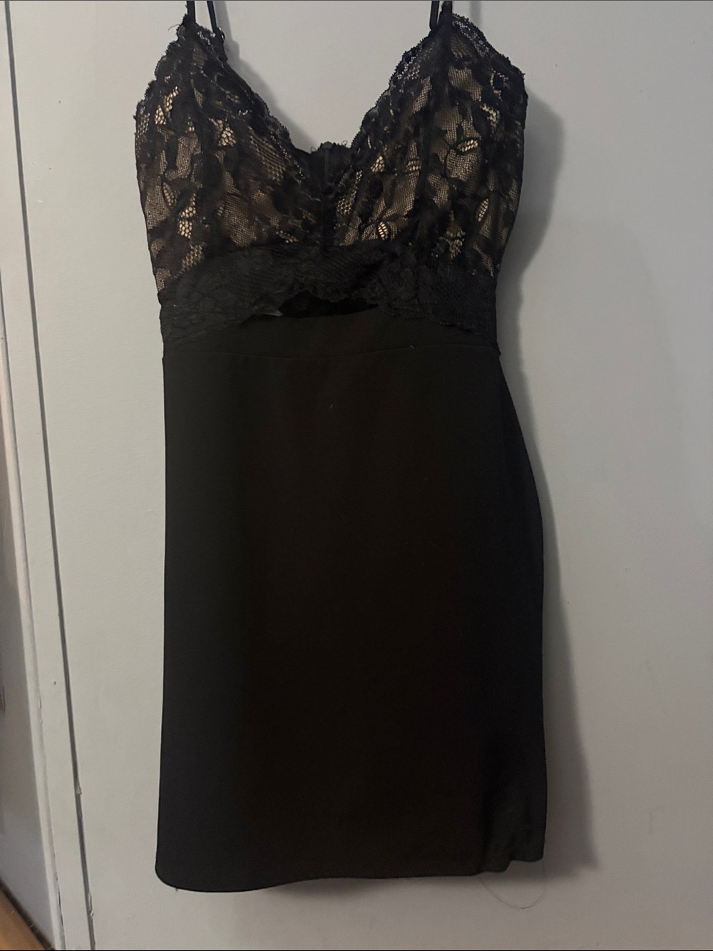 Chic Black Lace Chemise with Sheer Bodice